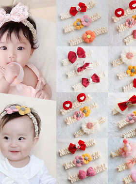 0-1岁婴儿发带女宝宝护囟门帽红色新年发饰周岁可爱头饰蝴蝶结