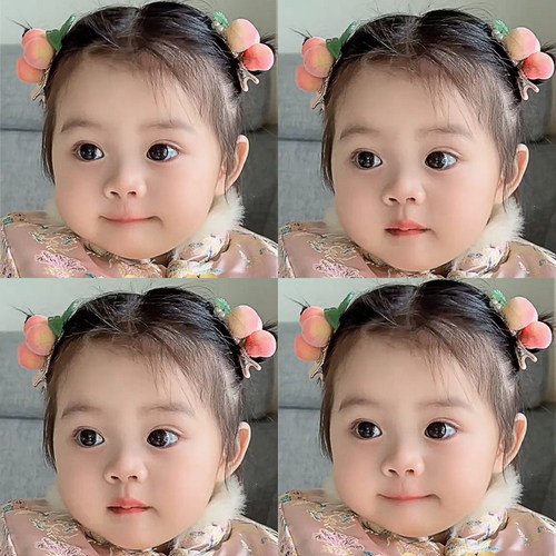 儿童发夹汉服头饰女童古风发饰新款女孩水蜜桃发卡宝宝发夹不伤发