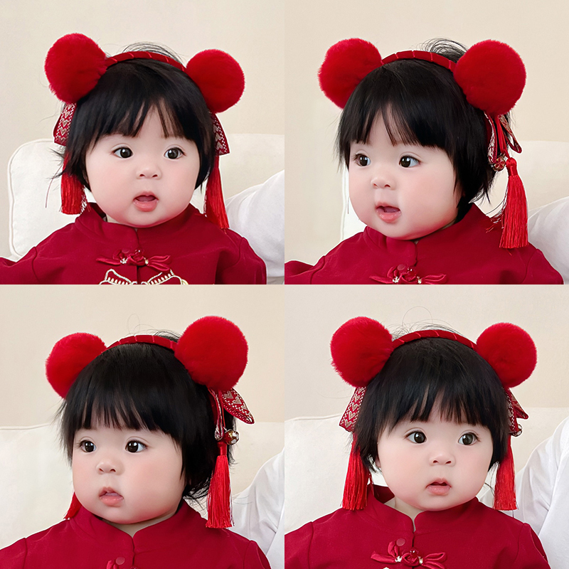 婴幼儿小啾啾发箍女童周岁古风发卡儿童可爱头箍男童哪吒汉服头饰