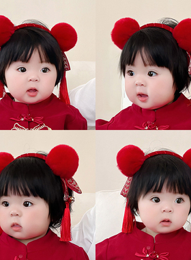 婴幼儿小啾啾发箍女童周岁古风发卡儿童可爱头箍男童新年汉服头饰