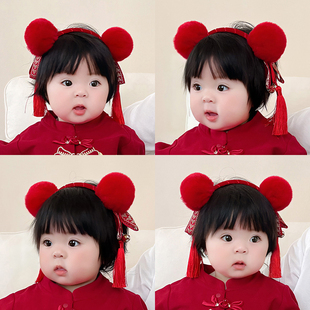 婴幼儿小啾啾发箍女童周岁古风发卡儿童可爱头箍男童哪吒汉服头饰