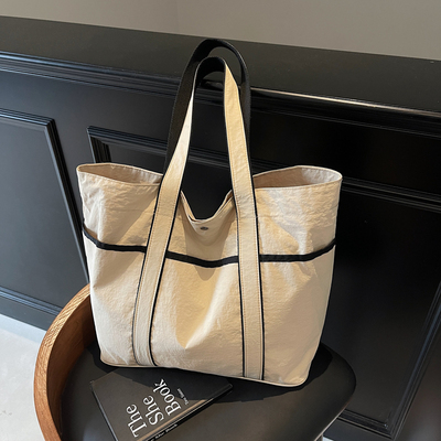 韩版手提大容量通勤尼龙托特包休闲布包轻便简约上班单肩包出行包