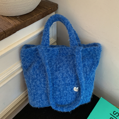 秋冬毛呢手提包包女式2025新款韩国大容量学院风高级感毛毛托特包