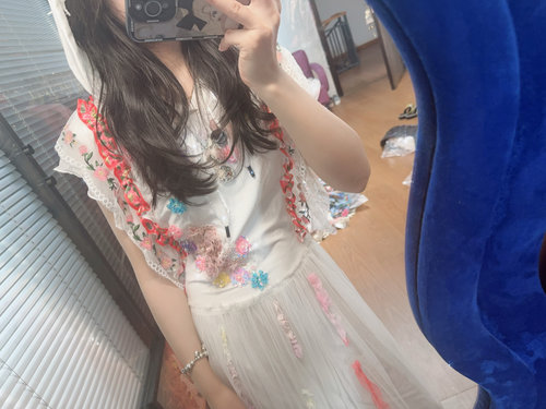 特价 意大利夏季新品立体花朵丝带连帽款长款连衣裙