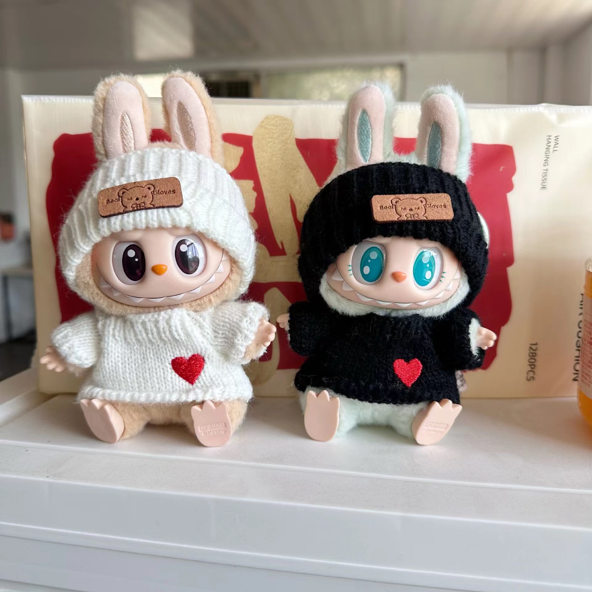 拉布布娃衣毛衣套装二代LABUBU坐坐派对系列公仔可爱帽子钥匙扣