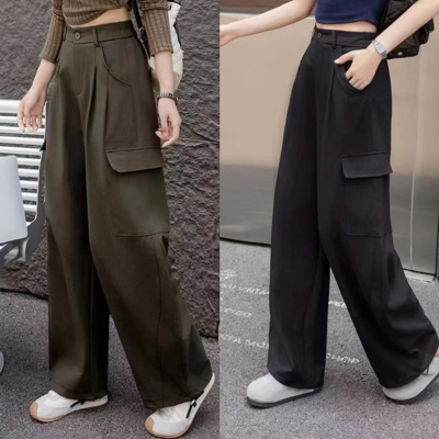 欧洲站2025秋季新款欧货工装休闲高腰显瘦百搭直筒阔腿西装裤女