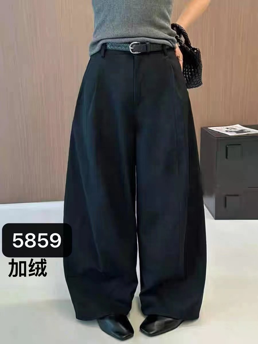 欧洲站阔腿加绒西装裤女2026冬款新款宽松高腰直筒垂感弯刀西裤