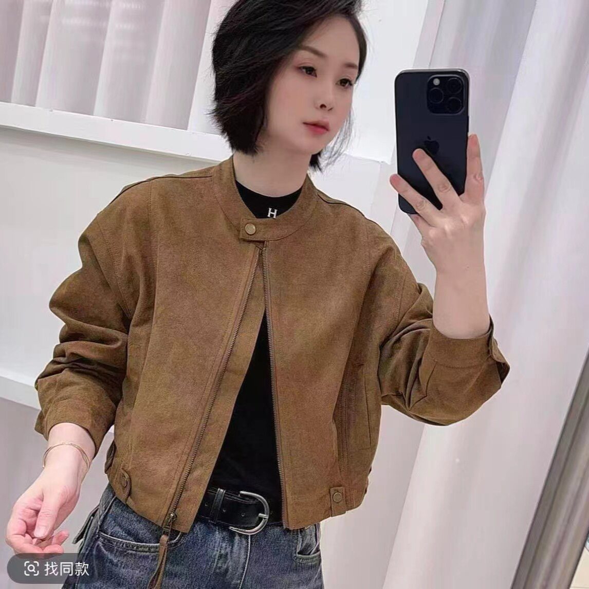 鹿皮绒短款外套女2026春秋小个子棒球服拉链休闲韩版夹克开衫宽松