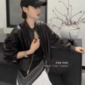 百搭立领拉链短款 时尚 外套女夹克皮衣 新款 欧洲站2026秋季