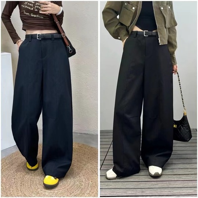 欧洲站2025秋季新款欧货时尚高腰显瘦百搭直筒阔腿西装裤女