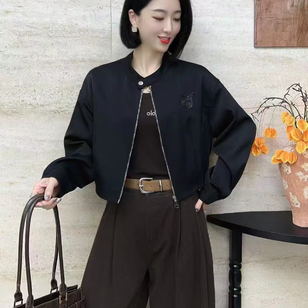 棒球服女士春秋夹克衫新款长袖拉链立领短款薄棉短外套上衣潮