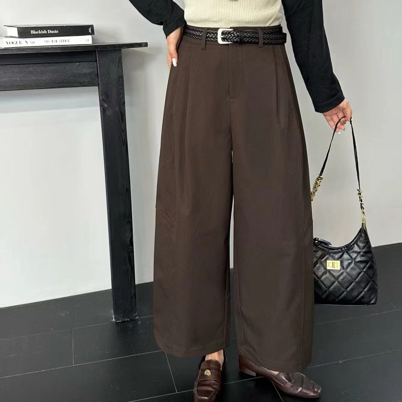休闲九分西装裤女早秋简约百搭2026年新款秋季宽松显瘦直筒阔腿裤