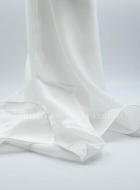 稻荷Inari 白色100%真丝双绉围巾66*190cm 草木植物染色 手工DIY