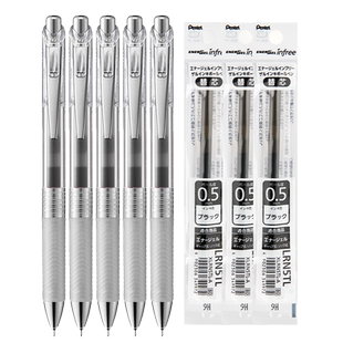 日本Pentel派通中性笔BLN75TL速干笔energel半针管按动式EnerGel Infree黑笔大容量办公签字笔学生用bln75