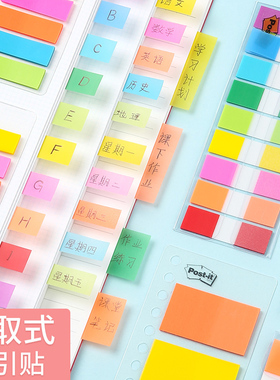 美国3M post-it报事贴合宜系列抽取式指示标签贴荧光透明色687-5A