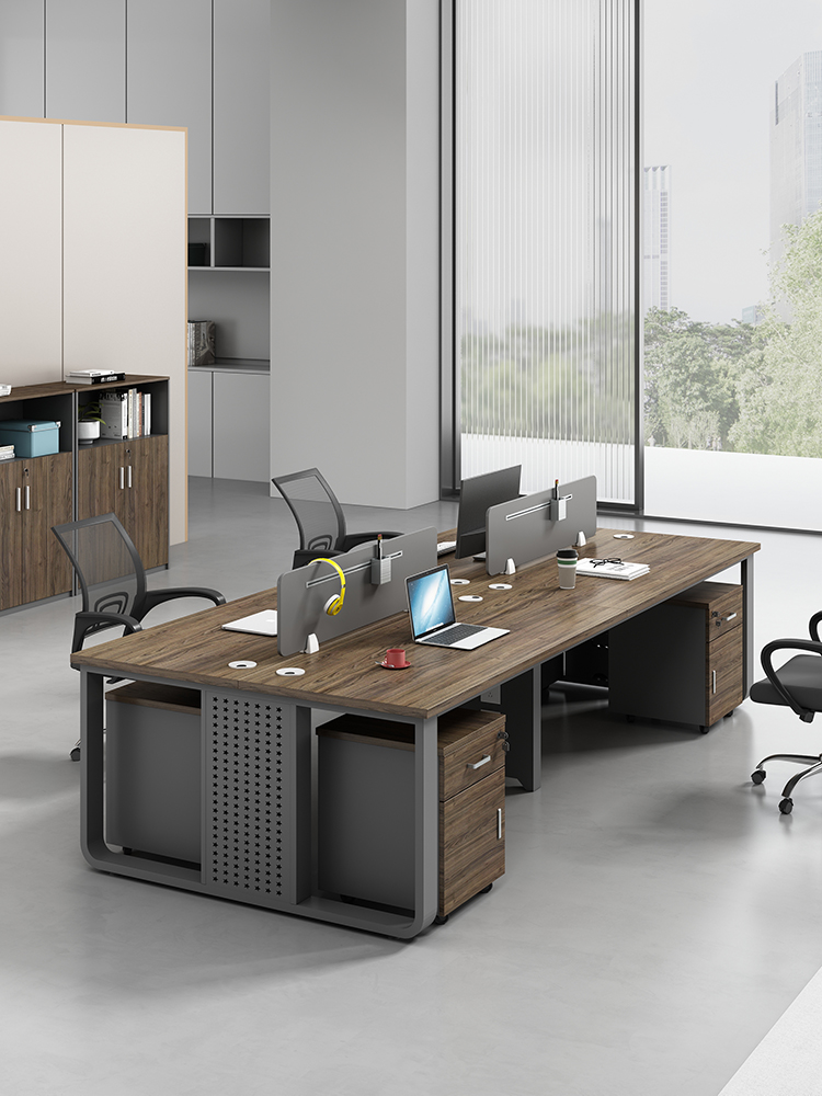 简约现代职员办公桌椅组合46人位员工室双四人财务电脑桌卡座工位