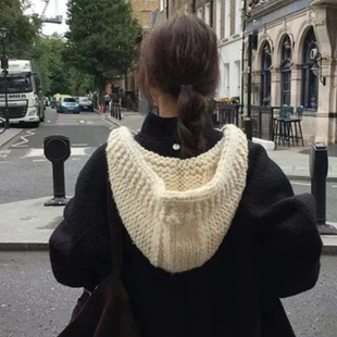 韩国手工粗棒针毛线帽子女秋冬洋气针织保暖脖套防寒巴拉克拉法帽
