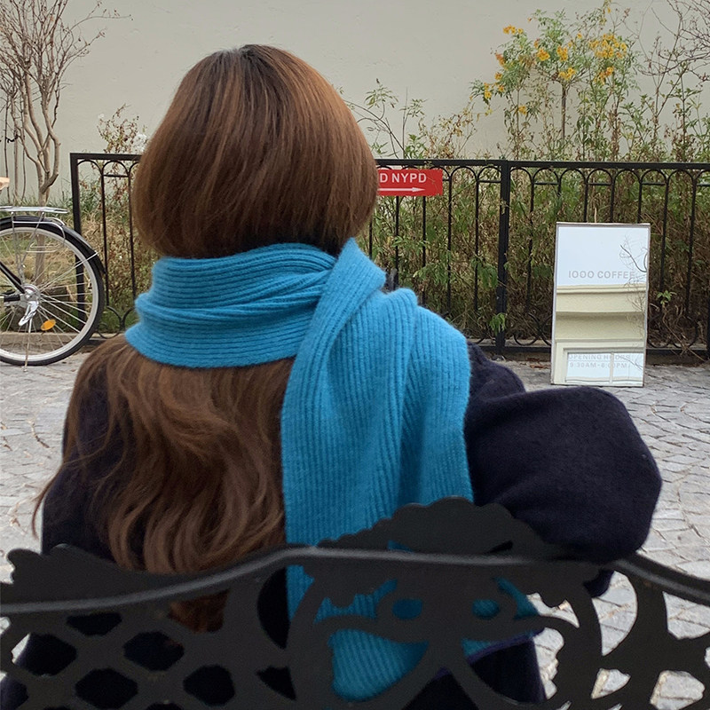 显白蓝色~针织围巾女2025秋冬季保暖韩版ins百搭简约毛线围脖学生,服饰配件/皮带/帽子/围巾,围巾/丝巾/披肩,淘宝优惠券,粉丝福利购,淘宝优惠卷