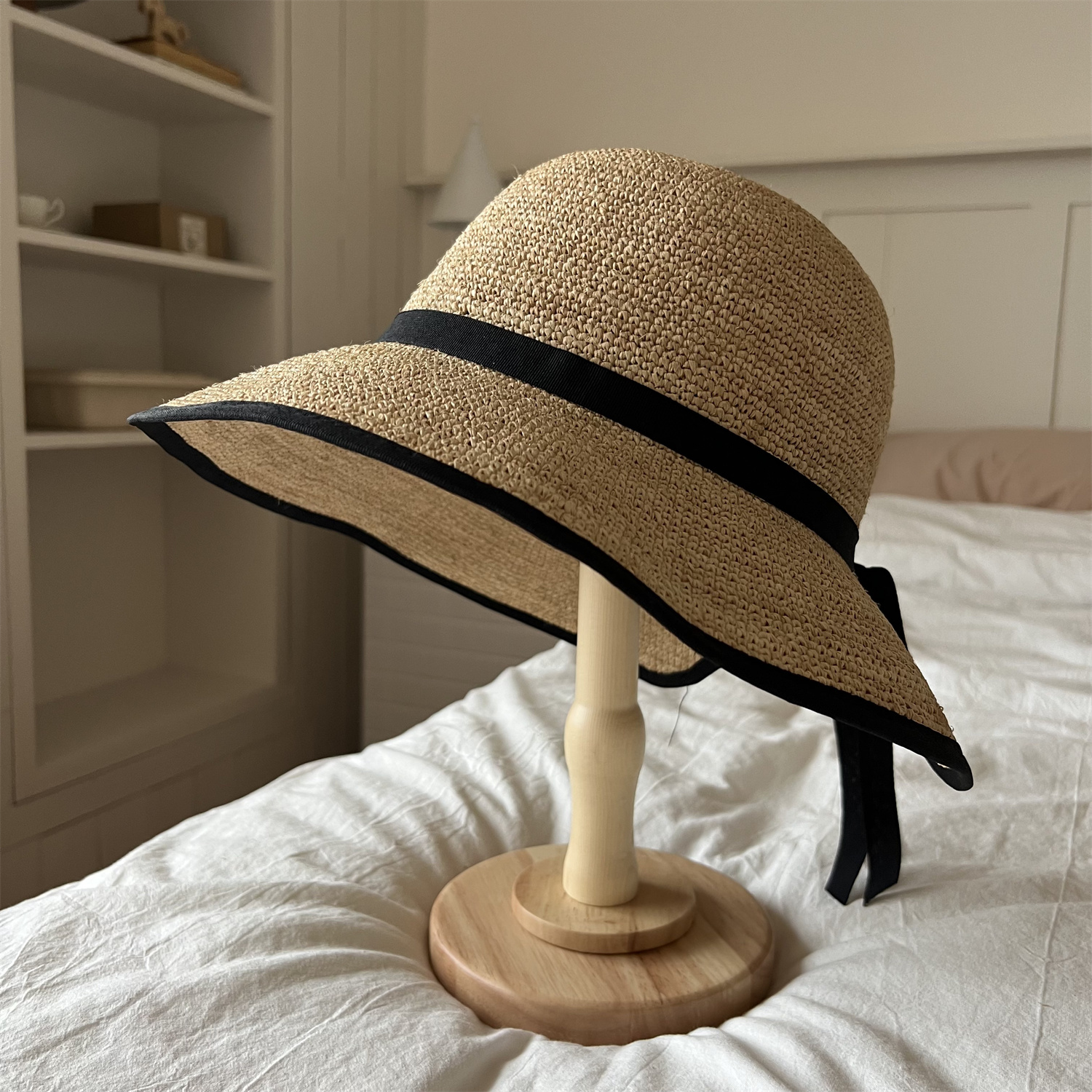 高品质赫本风拉菲草帽子女夏韩版出游防晒海边度假大檐沙滩遮阳帽