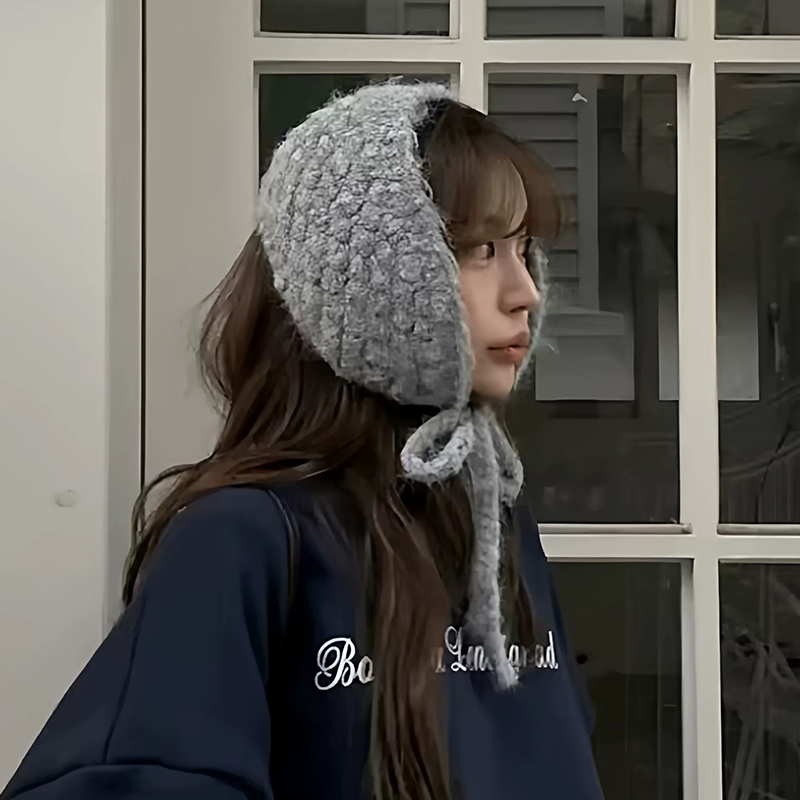 韩系ins绑带针织耳罩女秋冬季保暖护耳毛线耳套防风可爱耳包防寒