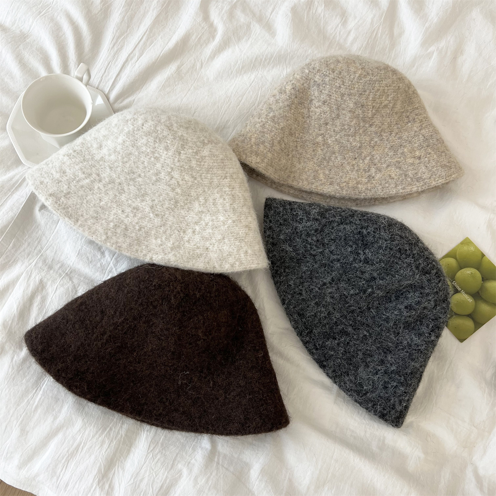 高级感老钱风气质羊毛混纺针织渔夫帽女秋冬百搭素颜显脸小盆帽潮