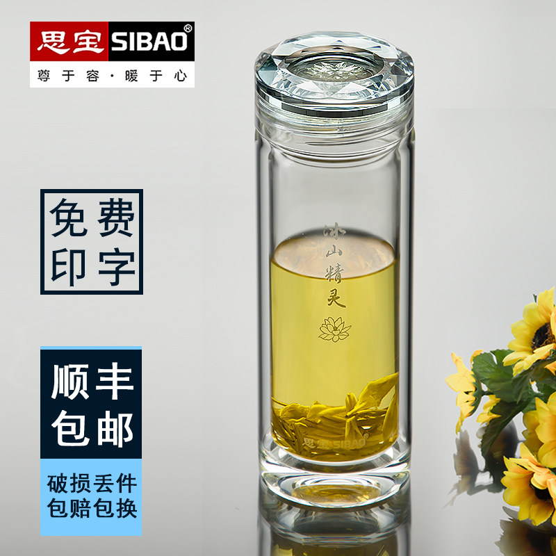 思宝双层冰山精灵车载玻璃杯