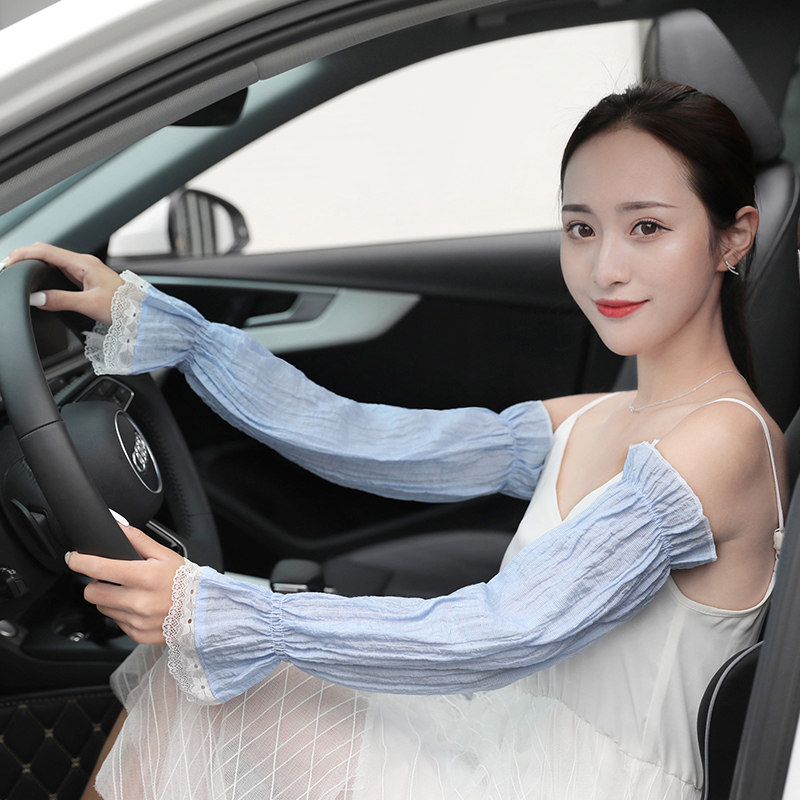 夏季防晒袖套女长款宽松版遮阳骑行棉麻冰袖夏天薄款袖子套护手臂