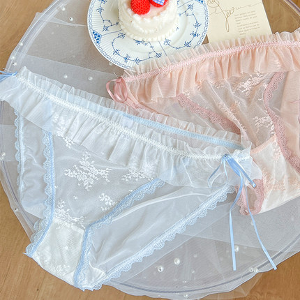 蕾丝内裤女网纱仙女系2025新款性感少女纯欲风大码胖mm三角裤女生
