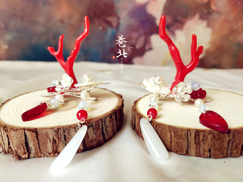 汉服轻古风头饰森系可爱小清新鹿角发夹对夹头饰送女友闺蜜礼物