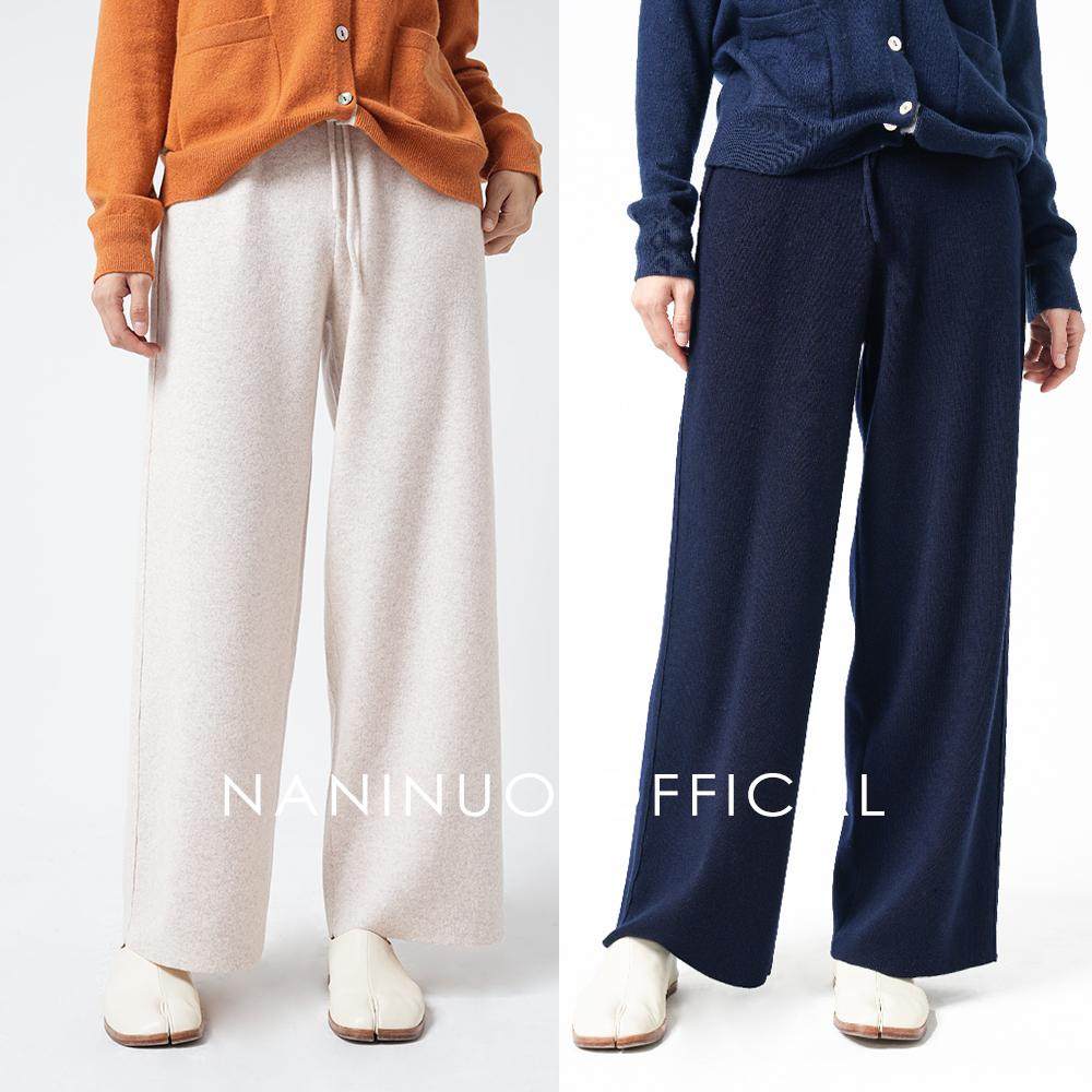 ＜元素＞外缝线羊绒直筒裤