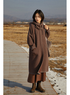 ＜牧歌＞加厚拼色羊绒大衣NQWT23097