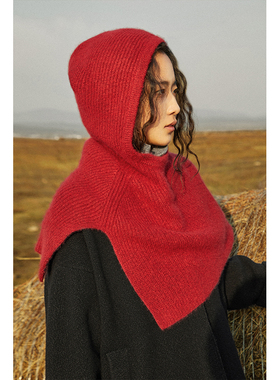 ＜云衫絮语＞纯羊绒氛围感百搭保暖斗篷帽NRWJ25173