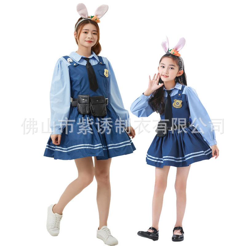 万圣节兔子朱迪亲子装动漫兔子cos服装儿童洛丽塔角色公主连衣裙