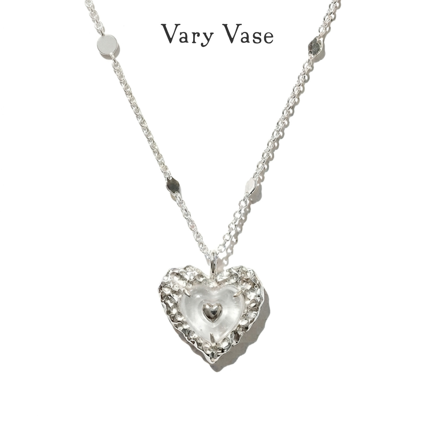 Vary Vase糖纸爱心白玛瑙项链 原创复古精致小众设计轻奢心形吊坠