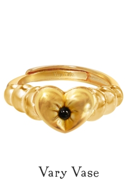 Vary Vase 气球爱心18k金黑玛瑙甜甜圈戒指 原创设计小众礼物