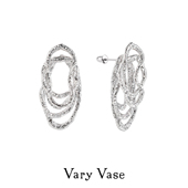 Vary Vase涟漪蕾丝线条耳钉 前后两戴纯银设计感镂空精致百搭高级