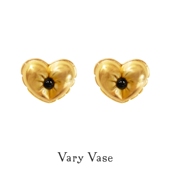 Vary Vase 气球爱心18k金黑玛瑙耳钉原创设计小众高级感礼物