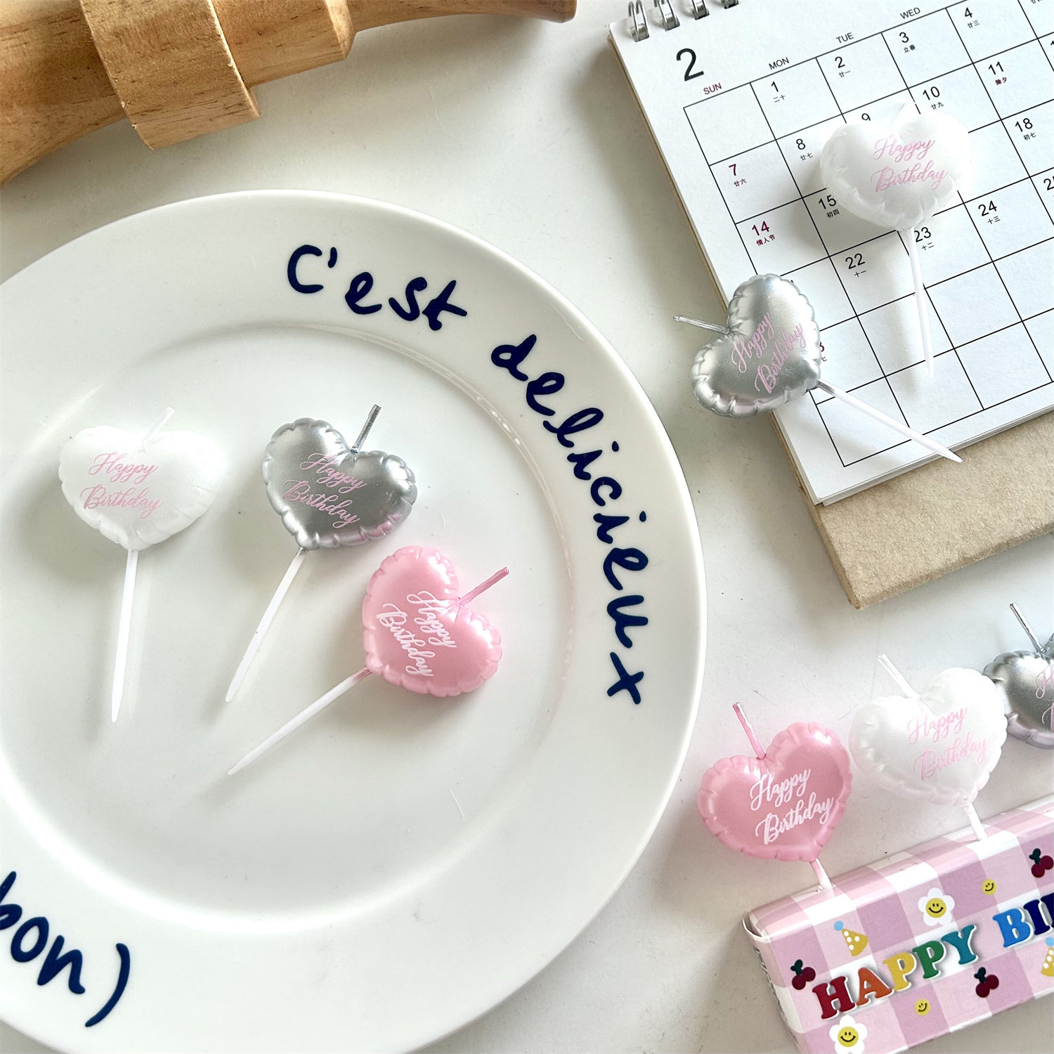 烘焙秘密 ins韩国粉银珠光气球爱心蜡烛生日快乐心形蜡烛装饰插件,节庆用品/礼品,蜡烛,淘宝优惠券,粉丝福利购,淘宝优惠卷