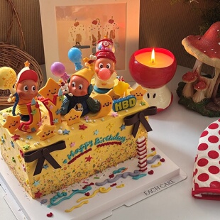 网红卡通吹蜡烛星星人蛋糕装饰摆件吹泡泡星星人儿童生日数字蜡烛