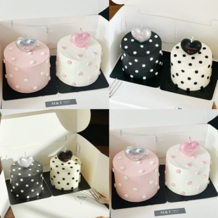 烘焙秘密 214情人节loveyou珠光彩气球爱心蜡烛 纪念告白波点蛋糕