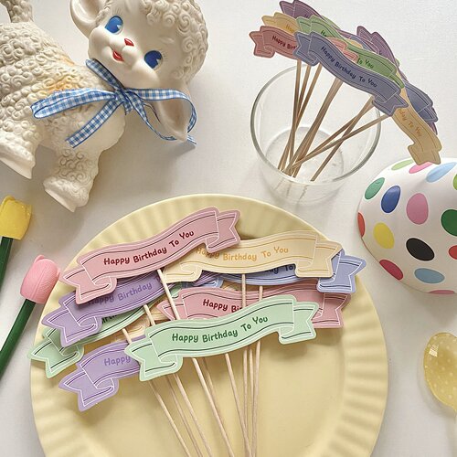 韩国复古生日横幅蛋糕插牌