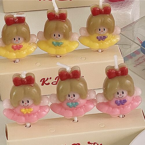烘焙秘密 韩国复古ins可爱小女孩娃娃蜡烛蝴蝶结卡通奶油生日蛋糕