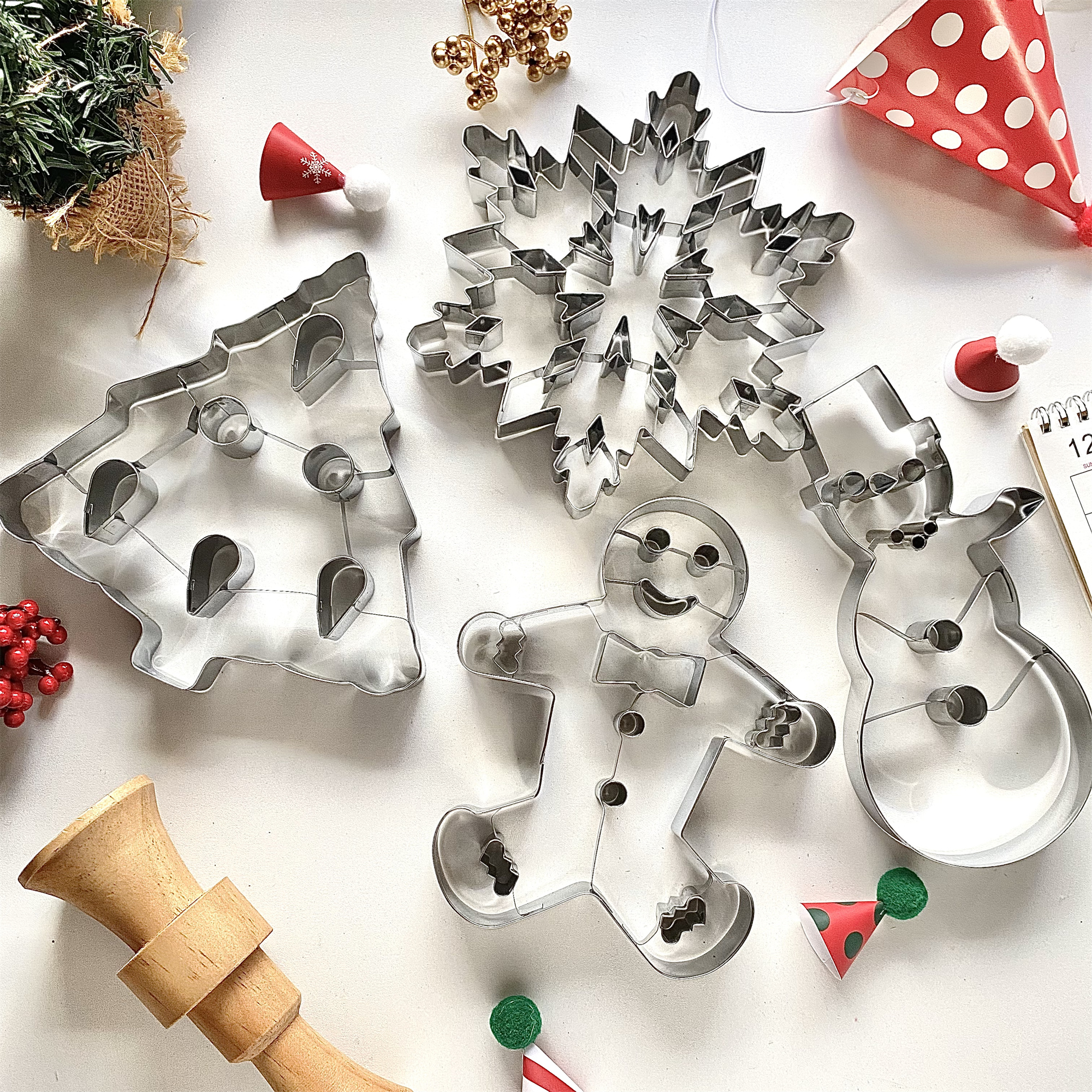 烘焙蛋糕模具超大号立体姜饼人雪花圣诞树不锈钢饼干模具圣诞切模