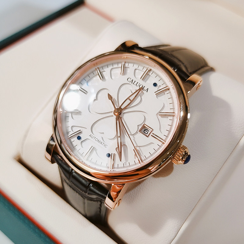 卡罗莱新款手表男女情侣表全自动机械表商务休闲防水精钢带时尚潮