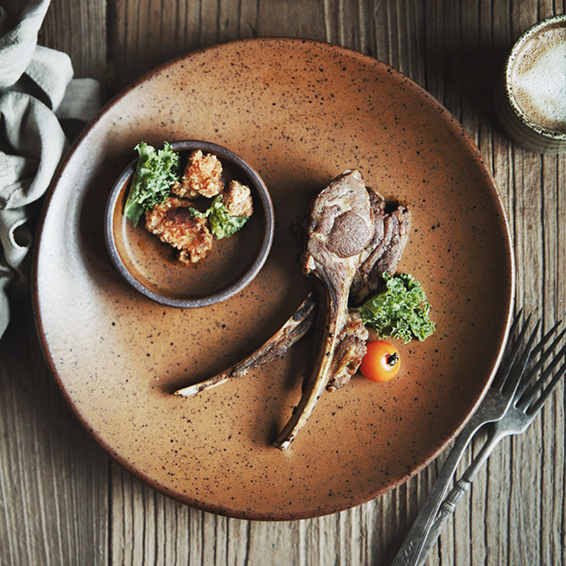 拾器集盘子做旧复古粗陶瓷牛排水果切意面轻食甜品店专用网红拍照,餐饮具,盘,淘宝优惠券,粉丝福利购,淘宝优惠卷