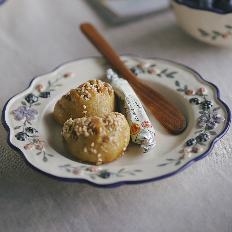 拾器集漂亮的西餐盘子高颜值女生专用高档浮雕手绘立体甜品点心碟