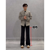 黑色加绒提档微喇西裤 子 cleanfit直筒休闲裤 男冬季 显瘦垂感弯刀裤