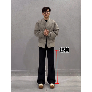 cleanfit直筒休闲裤 显瘦垂感弯刀裤 子 男冬季 黑色加绒提档微喇西裤