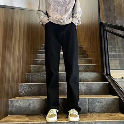 美式vibe裤子男高街潮牌弹力黑色