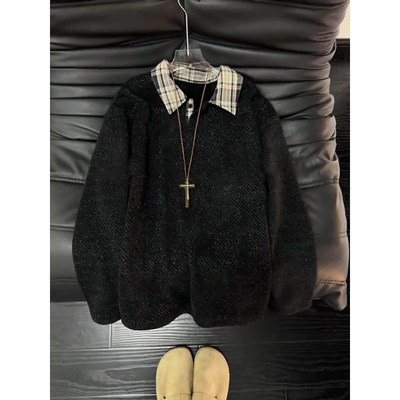 秋冬加绒假两件满天星POLO卫衣